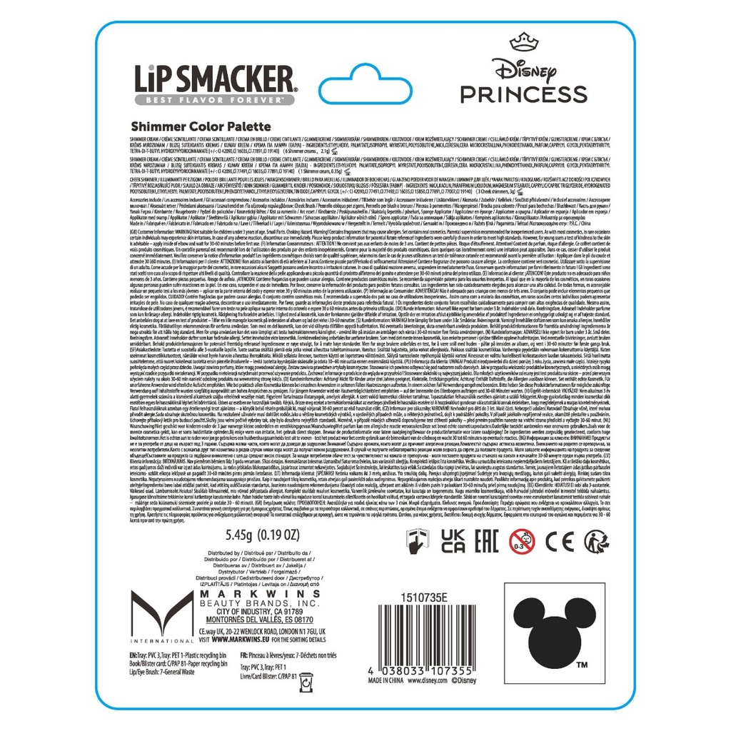 Disney Princess shimmer color palette lip smacker