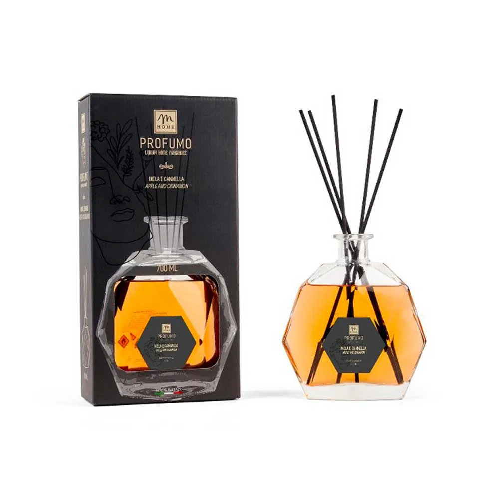 [6085] Mercury profumo diffusore bottiglia esagonale 700ml Mela e cannella