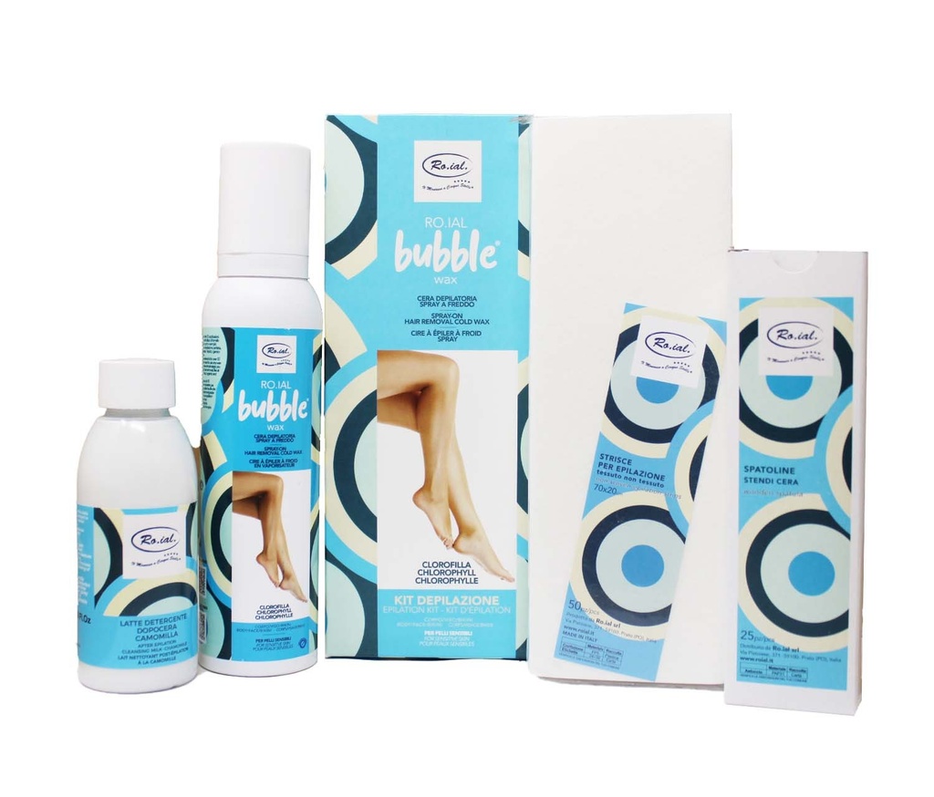 Roial bubble wax celeste kit depilazione clorofill