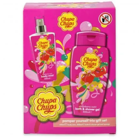 Chupa Chups b.schiuma fragola 300 ml+acqua profumata fragola 100 ml+spugna