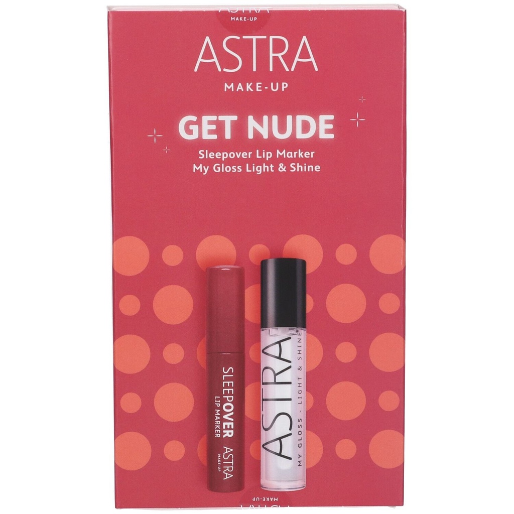 Astra get nude coffret lip marker sleepover+ lip  gloss light & shine