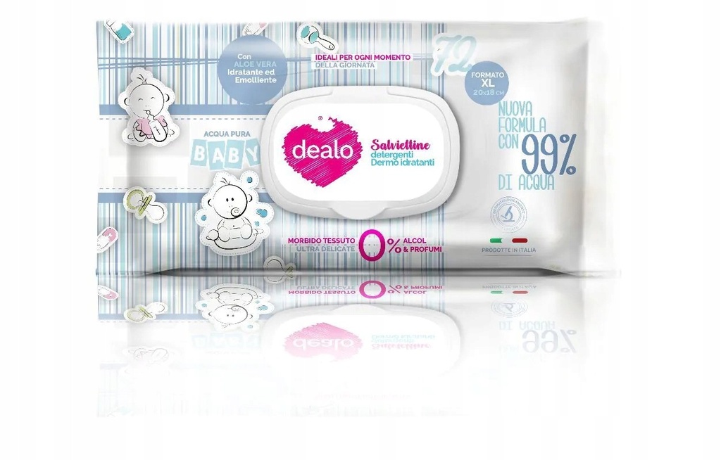 Dealo salviettine imbevute baby 72pz acqua XL