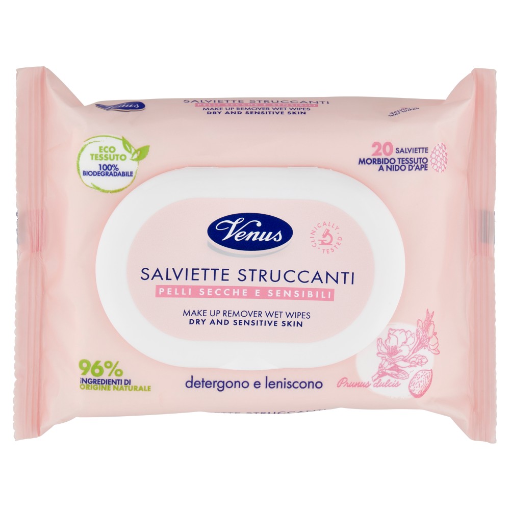 Venus salviette struccanti pelli secche e sensibili 20pz