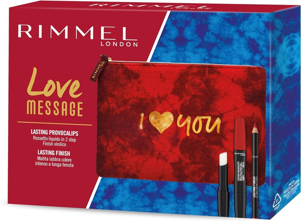 Rimmel coffret provocalips rossetto red+matita labbra red+pochette