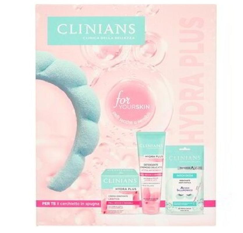 Clinians Hydra Plus coffret crema idrat. lenit.+det. cremoso+patch occhi