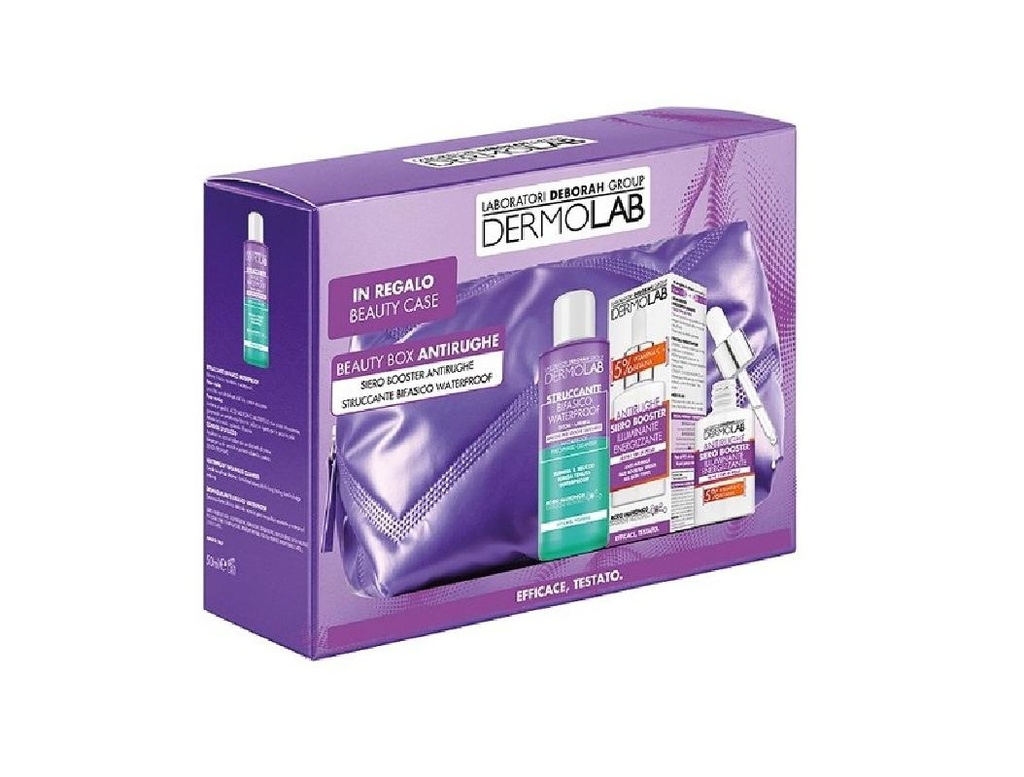 Dermolab coff siero booster 30 ml+struccante bifasico 50ml +pochette